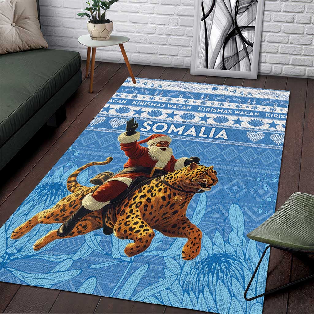 Afro Somalia Christmas Area Rug Black Santa Riding Leopard - African Pattern
