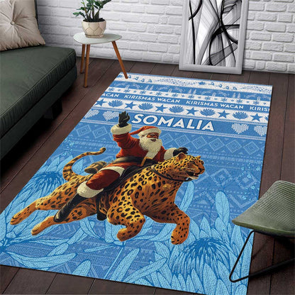 Afro Somalia Christmas Area Rug Black Santa Riding Leopard - African Pattern