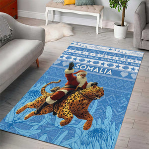 Afro Somalia Christmas Area Rug Black Santa Riding Leopard - African Pattern