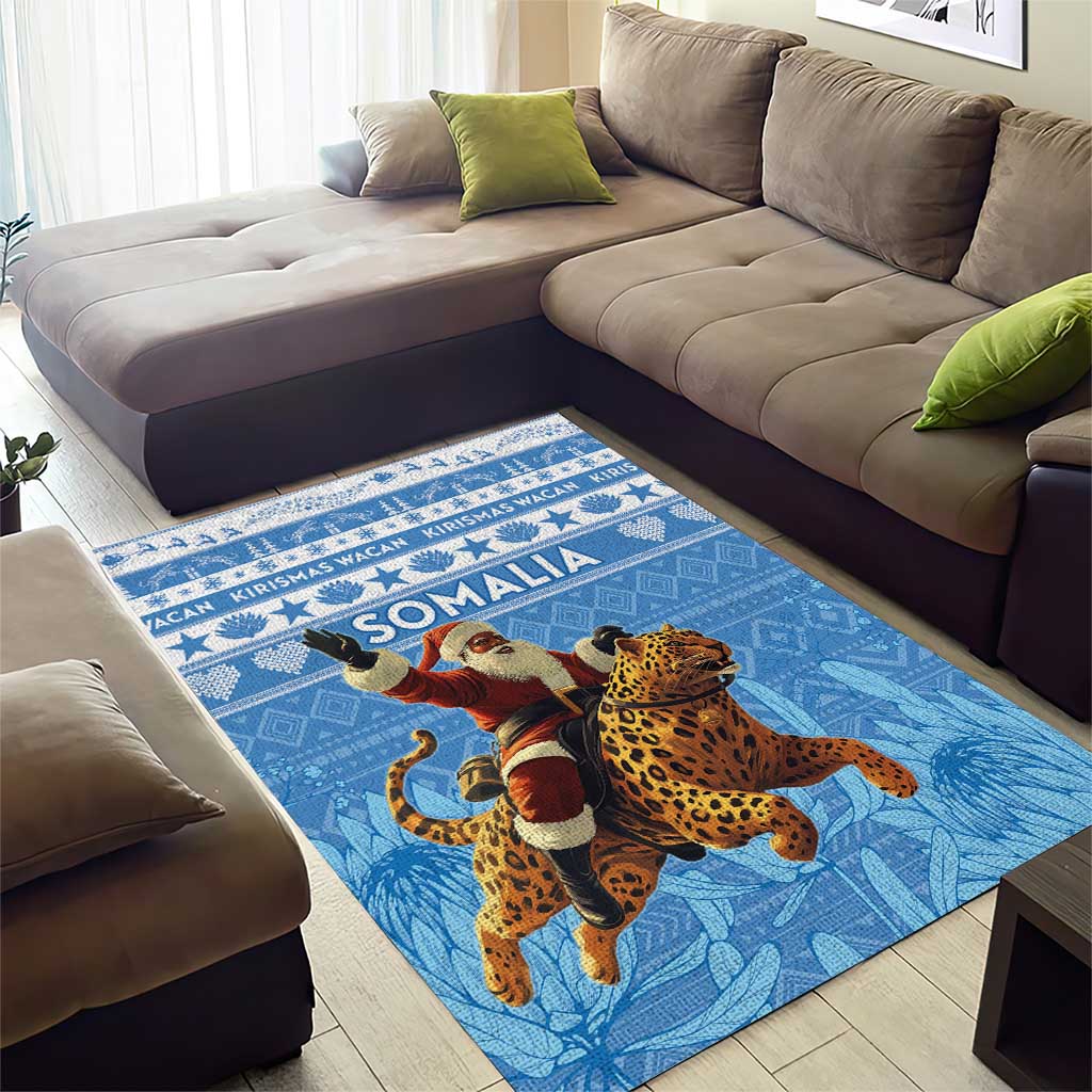 Afro Somalia Christmas Area Rug Black Santa Riding Leopard - African Pattern