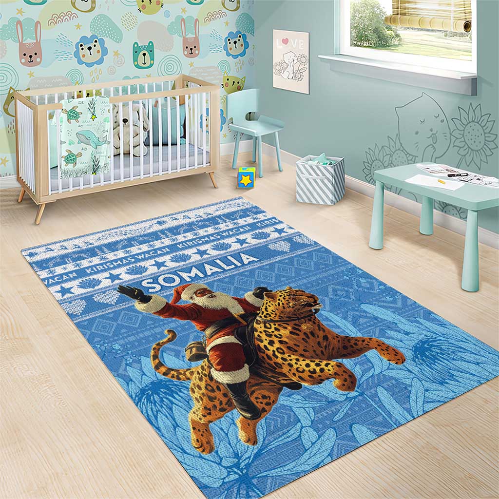 Afro Somalia Christmas Area Rug Black Santa Riding Leopard - African Pattern