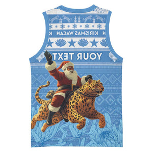 Personalized Afro Somalia Christmas Basketball Jersey Black Santa Riding Leopard - African Pattern - African Pride