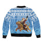 Personalized Afro Somalia Christmas Bomber Jacket Black Santa Riding Leopard - African Pattern
