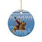 Personalized Afro Somalia Christmas Ceramic Ornament Black Santa Riding Leopard African Pattern