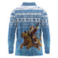 Personalized Afro Somalia Christmas Long Sleeve Polo Shirt Black Santa Riding Leopard - African Pattern