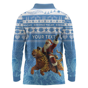 Personalized Afro Somalia Christmas Long Sleeve Polo Shirt Black Santa Riding Leopard - African Pattern