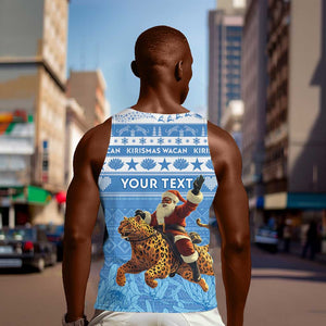 Personalized Afro Somalia Christmas Men Tank Top Black Santa Riding Leopard - African Pattern