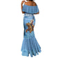 Personalized Afro Somalia Christmas Mermaid Dress Black Santa Riding Leopard - African Pattern