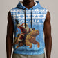 Personalized Afro Somalia Christmas Sleeveless Hoodie Black Santa Riding Leopard - African Pattern - African Pride