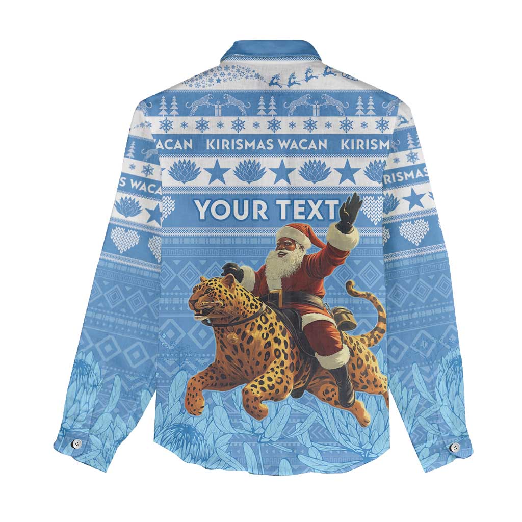 Personalized Afro Somalia Christmas Women Casual Shirt Black Santa Riding Leopard - African Pattern LT15