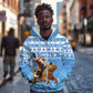 Personalized Afro Somalia Christmas Zip Hoodie Black Santa Riding Leopard - African Pattern