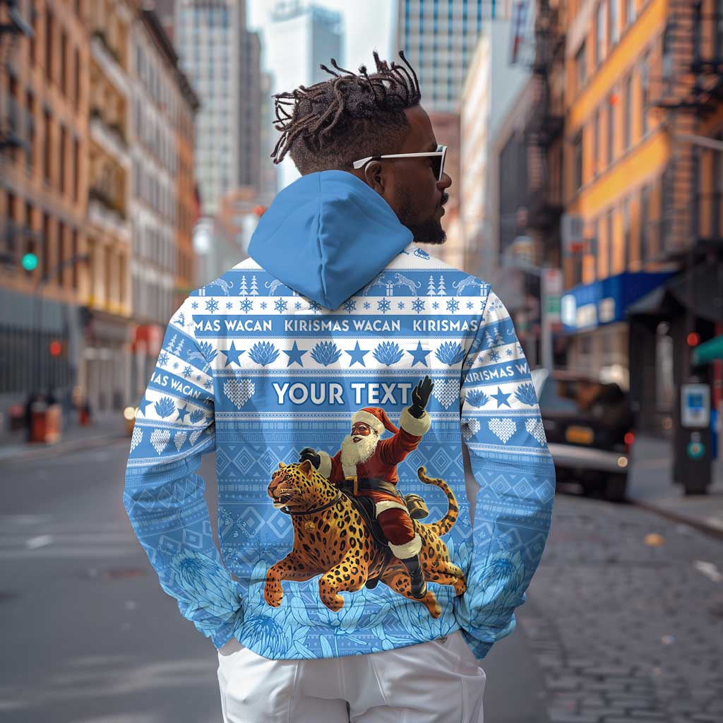 Personalized Afro Somalia Christmas Zip Hoodie Black Santa Riding Leopard - African Pattern