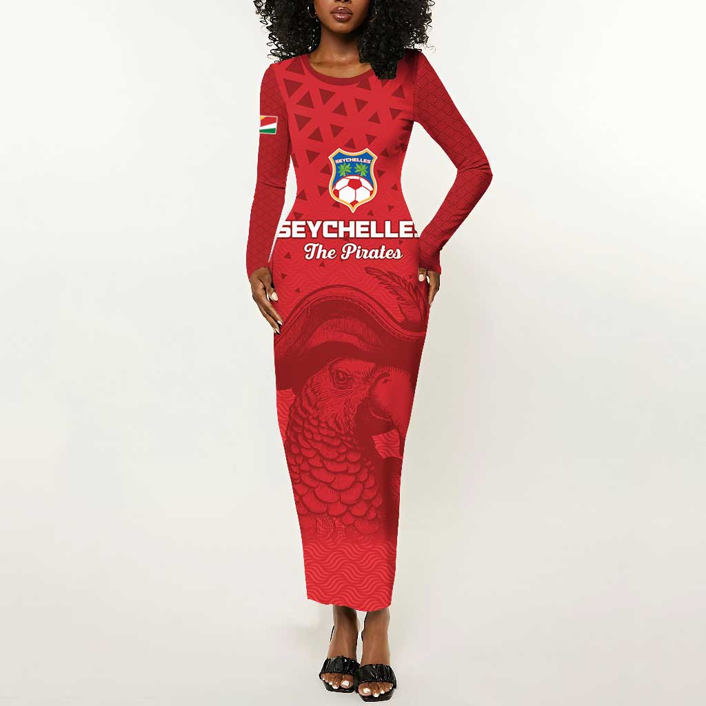 Custom Afro Seychelles Football Long Sleeve Bodycon Dress Pirate Parrot LT15