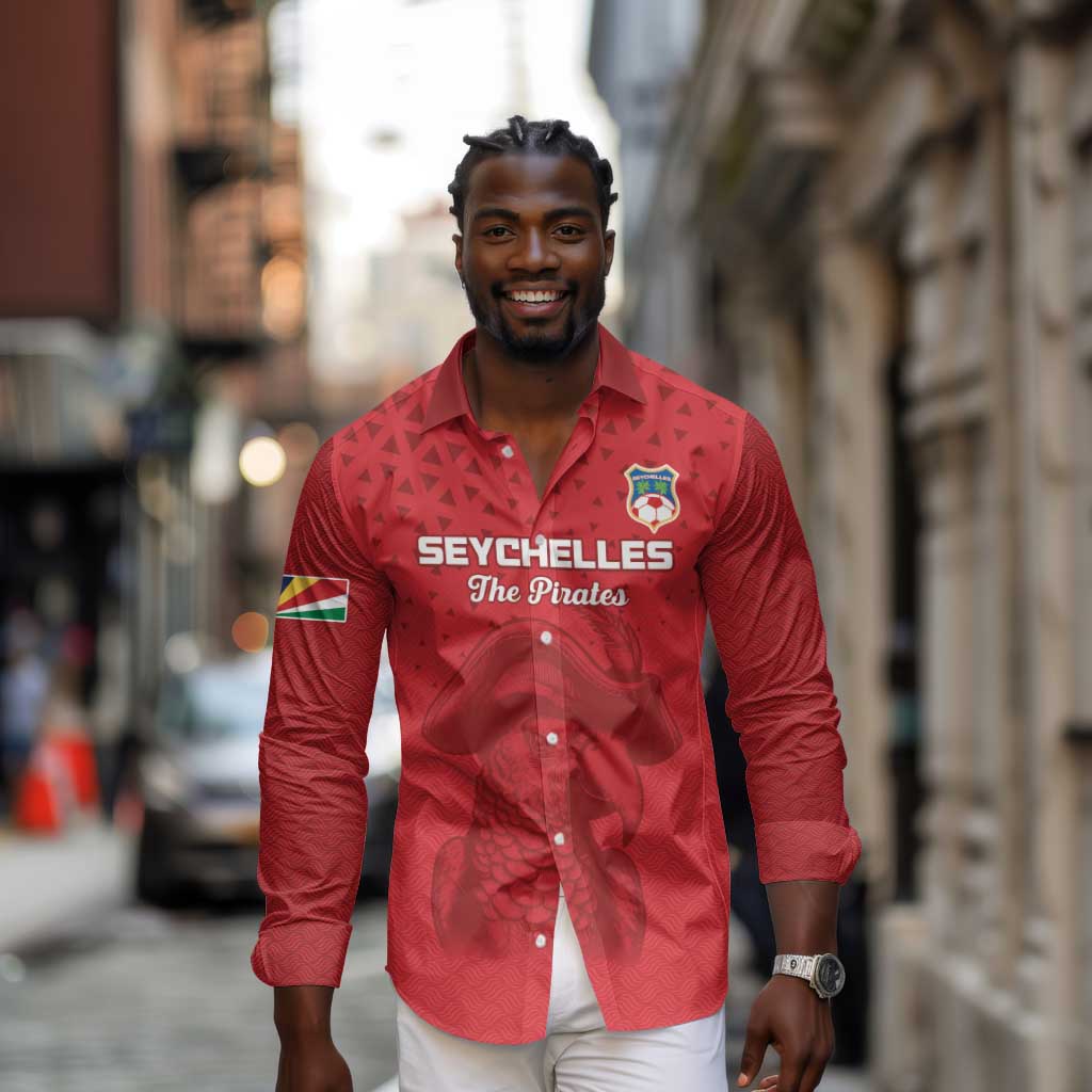 Custom Afro Seychelles Football Long Sleeve Button Shirt Pirate Parrot