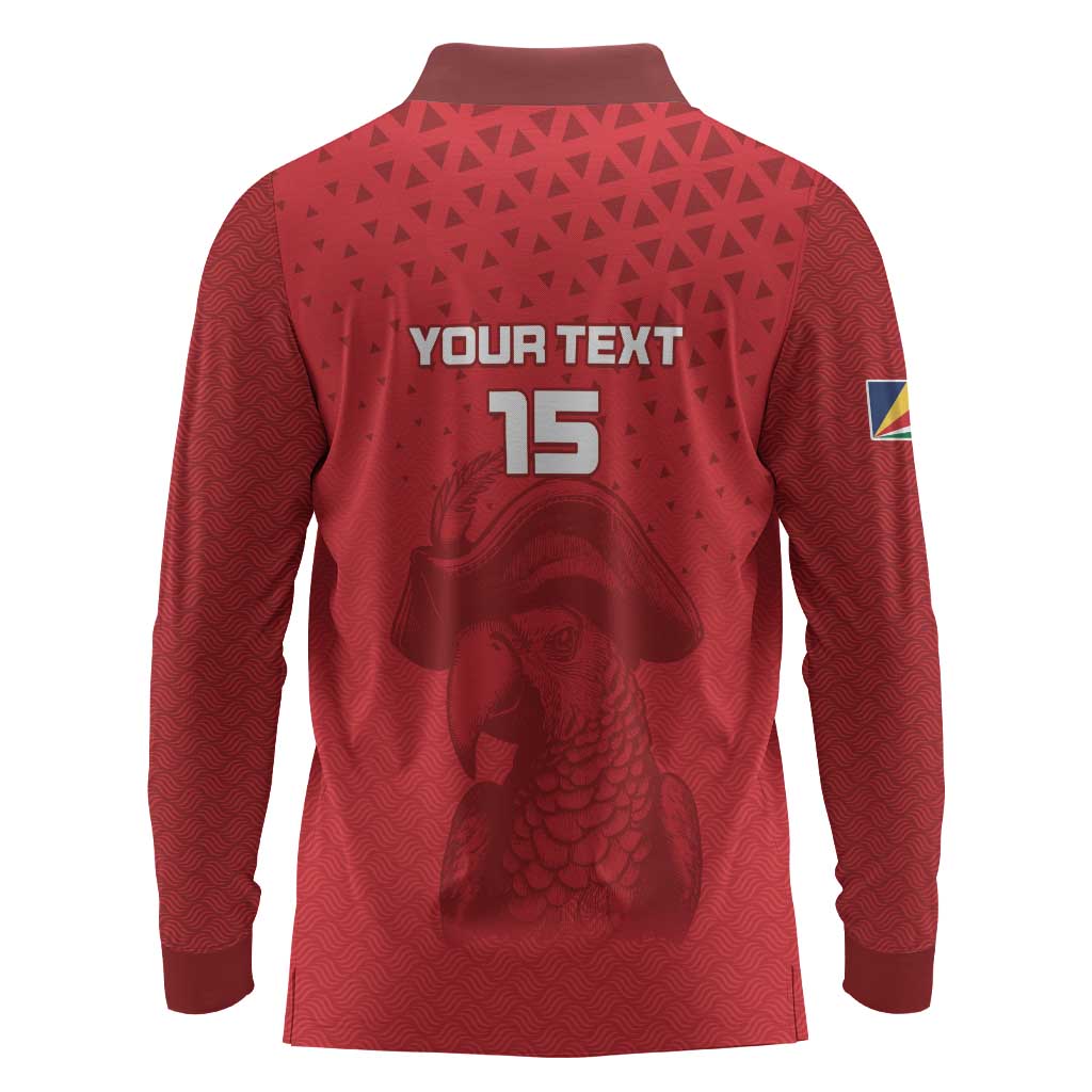 Custom Afro Seychelles Football Long Sleeve Polo Shirt Pirate Parrot