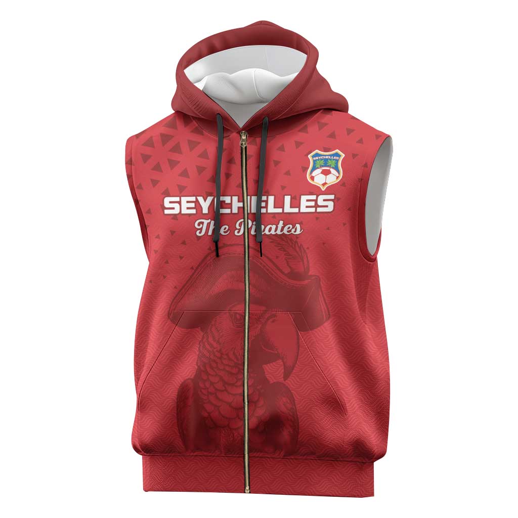 Custom Afro Seychelles Football Sleeveless Zip Hoodie Pirate Parrot - African Pride