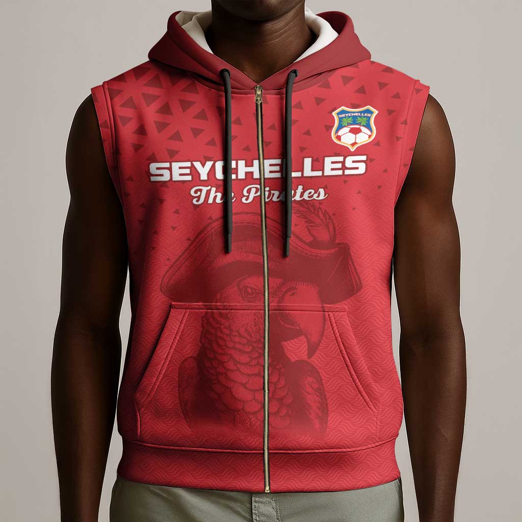 Custom Afro Seychelles Football Sleeveless Zip Hoodie Pirate Parrot - African Pride