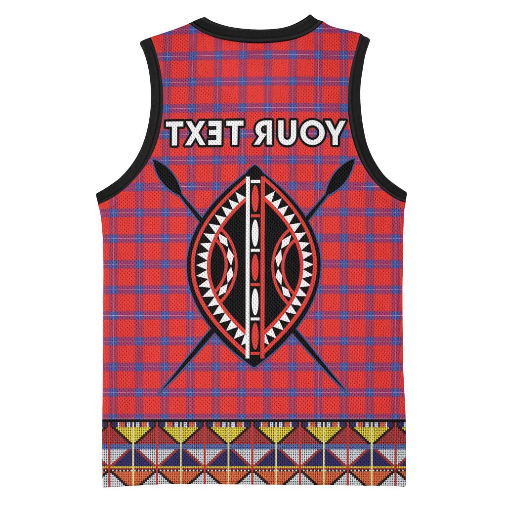 Afro Kenya Maasai Shuka Personalized Basketball Jersey Maasai Shield Mix Dashiki - African Pride