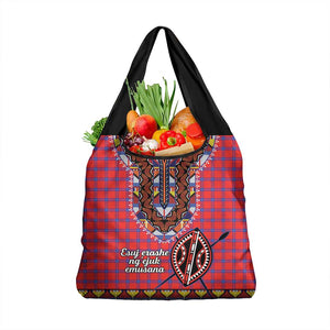 Afro Kenya Maasai Shuka Personalized Grocery Bag Maasai Shield Mix Dashiki