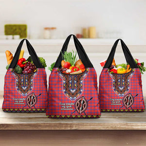 Afro Kenya Maasai Shuka Personalized Grocery Bag Maasai Shield Mix Dashiki