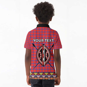 Afro Kenya Maasai Shuka Personalized Kid Polo Shirt Maasai Shield Mix Dashiki