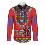 Afro Kenya Maasai Shuka Personalized Long Sleeve Button Shirt Maasai Shield Mix Dashiki
