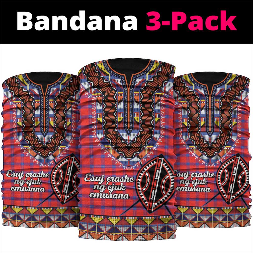 Afro Kenya Maasai Shuka Neck Gaiter Maasai Shield Mix Dashiki LT15
