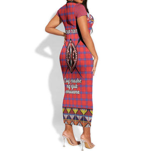 Afro Kenya Maasai Shuka Personalized Short Sleeve Bodycon Dress Maasai Shield Mix Dashiki LT15
