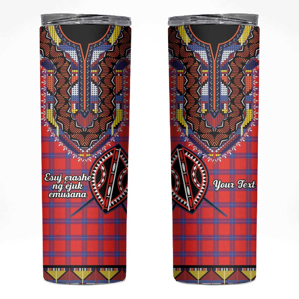 Afro Kenya Maasai Shuka Personalized Skinny Tumbler Maasai Shield Mix Dashiki