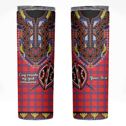 Afro Kenya Maasai Shuka Personalized Skinny Tumbler Maasai Shield Mix Dashiki