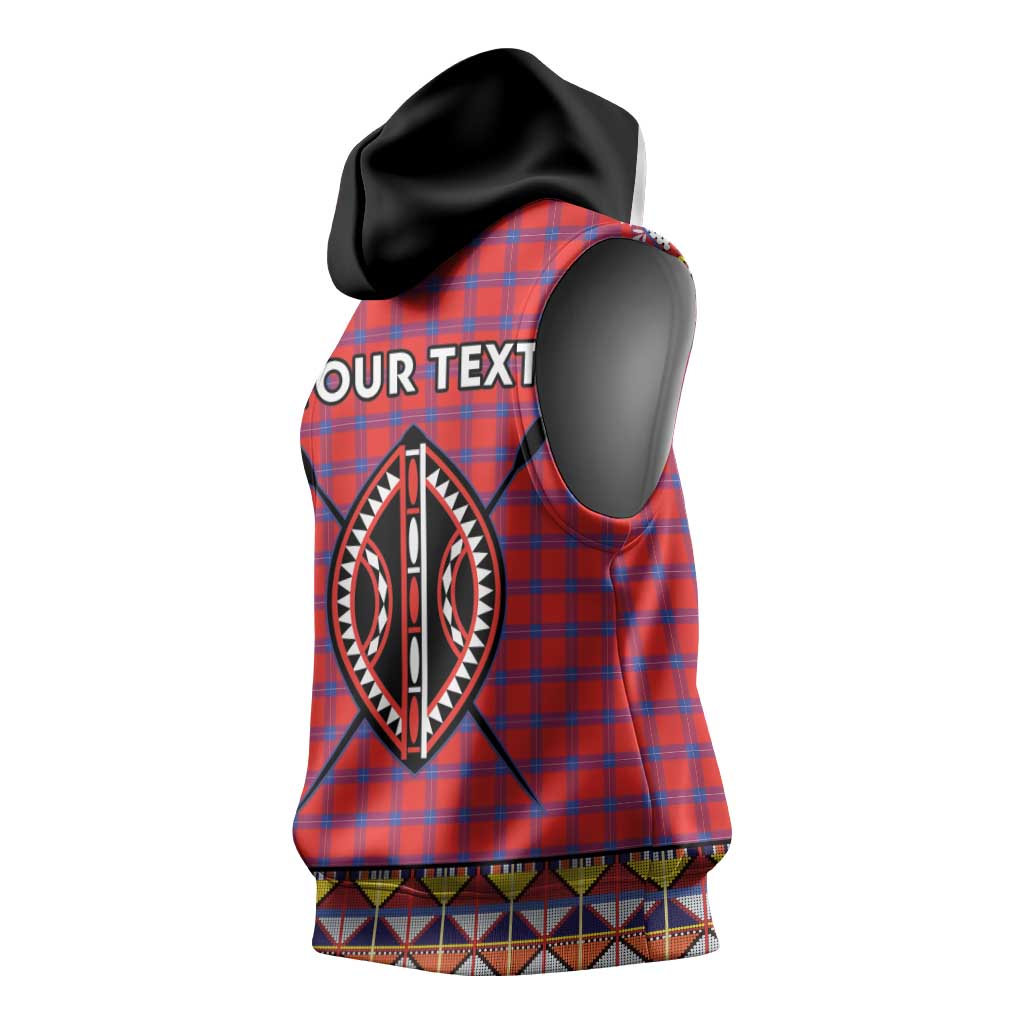 Afro Kenya Maasai Shuka Personalized Sleeveless Hoodie Maasai Shield Mix Dashiki - African Pride