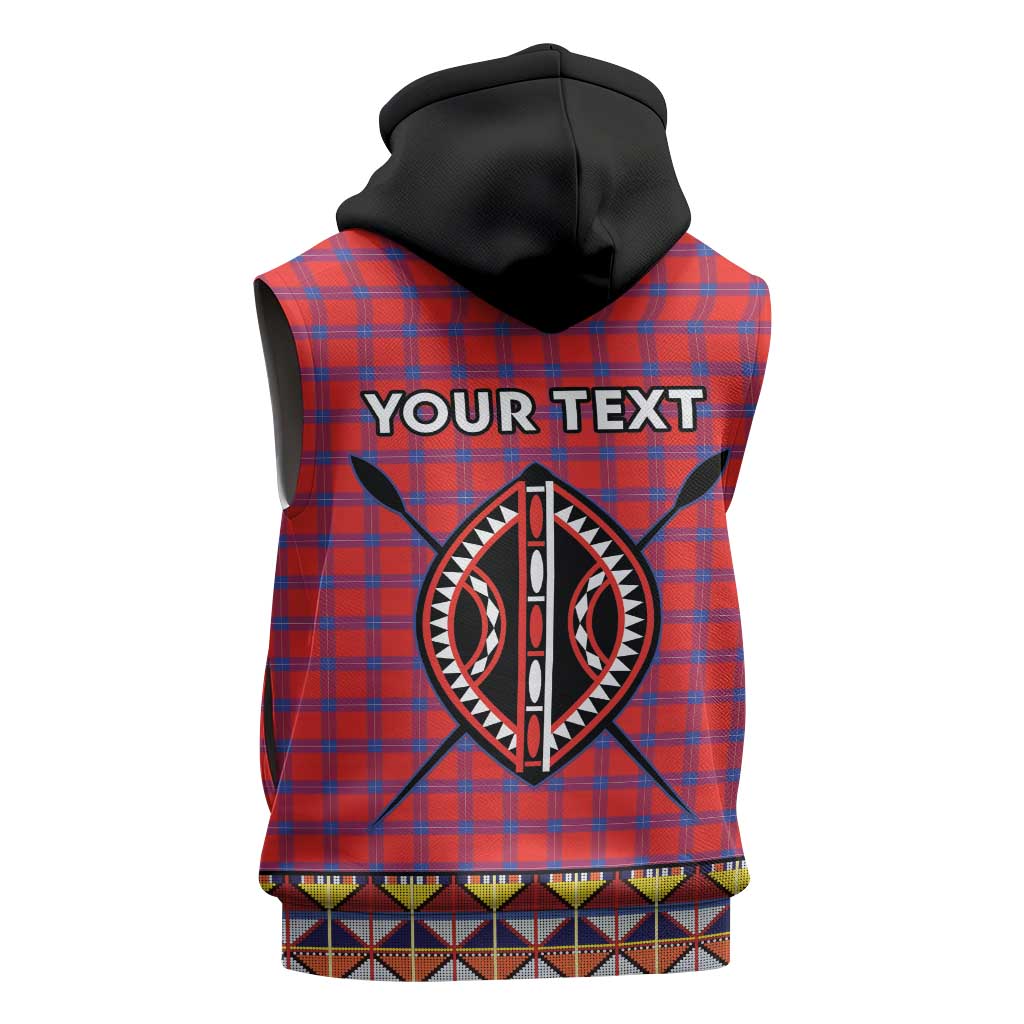 Afro Kenya Maasai Shuka Personalized Sleeveless Zip Hoodie Maasai Shield Mix Dashiki - African Pride