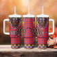 Afro Kenya Maasai Shuka Personalized Tumbler With Handle Maasai Shield Mix Dashiki