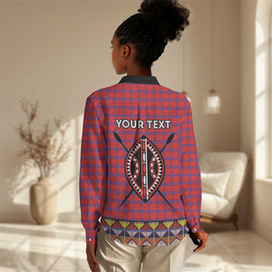 Afro Kenya Maasai Shuka Personalized Women Casual Shirt Maasai Shield Mix Dashiki LT15