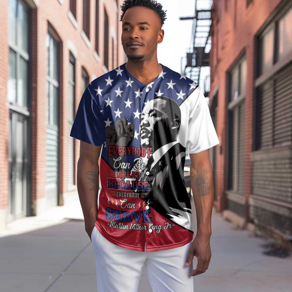 Black Americans Happy MLK Day Baseball Jersey Everybody Can Be Great Because Everybody Can Serve