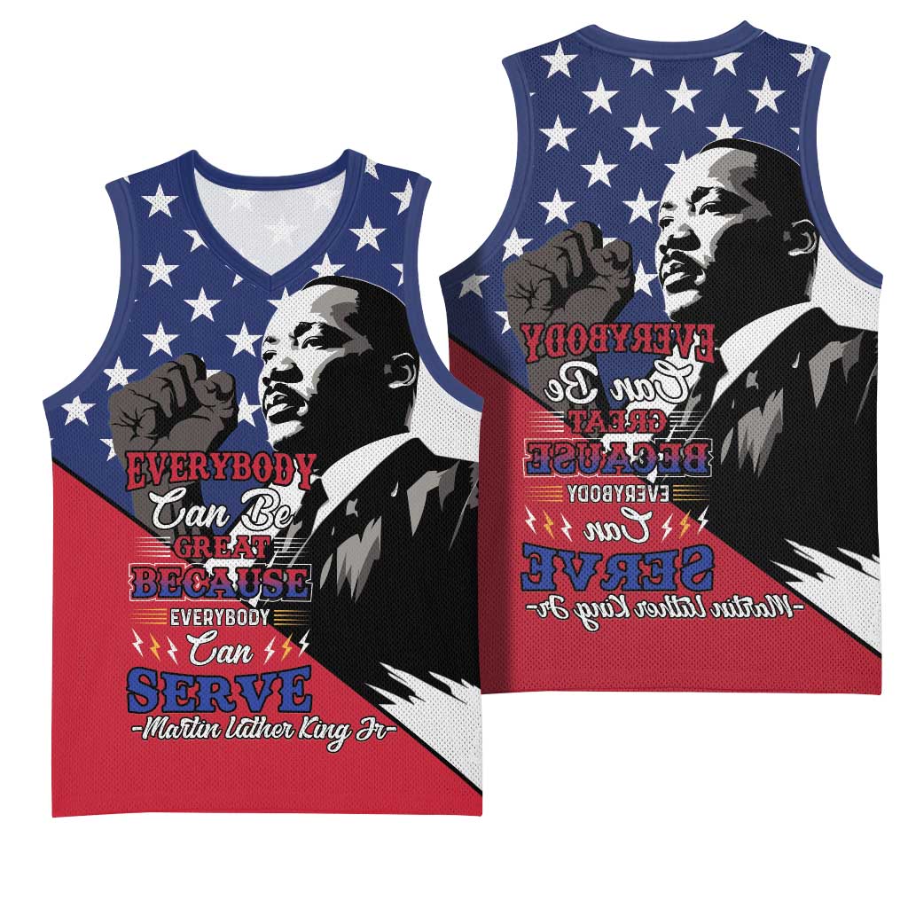 Black Americans Happy MLK Day Basketball Jersey Everybody Can Be Great Because Everybody Can Serve - African Pride