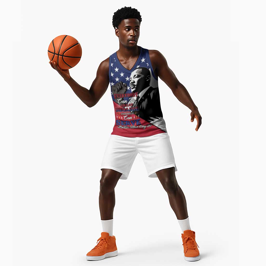 Black Americans Happy MLK Day Basketball Jersey Everybody Can Be Great Because Everybody Can Serve - African Pride