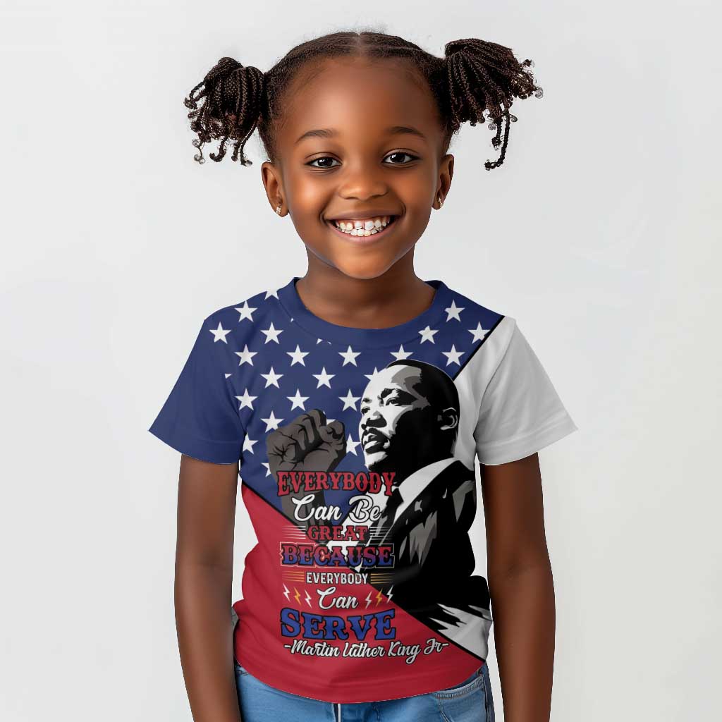 Black Americans Happy MLK Day Kid T shirt Everybody Can Be Great Because Everybody Can Serve