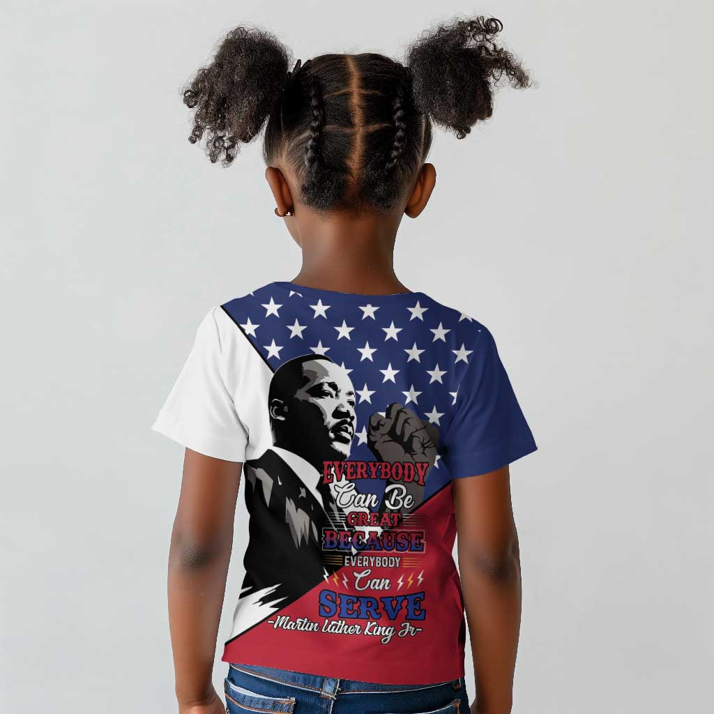 Black Americans Happy MLK Day Kid T shirt Everybody Can Be Great Because Everybody Can Serve