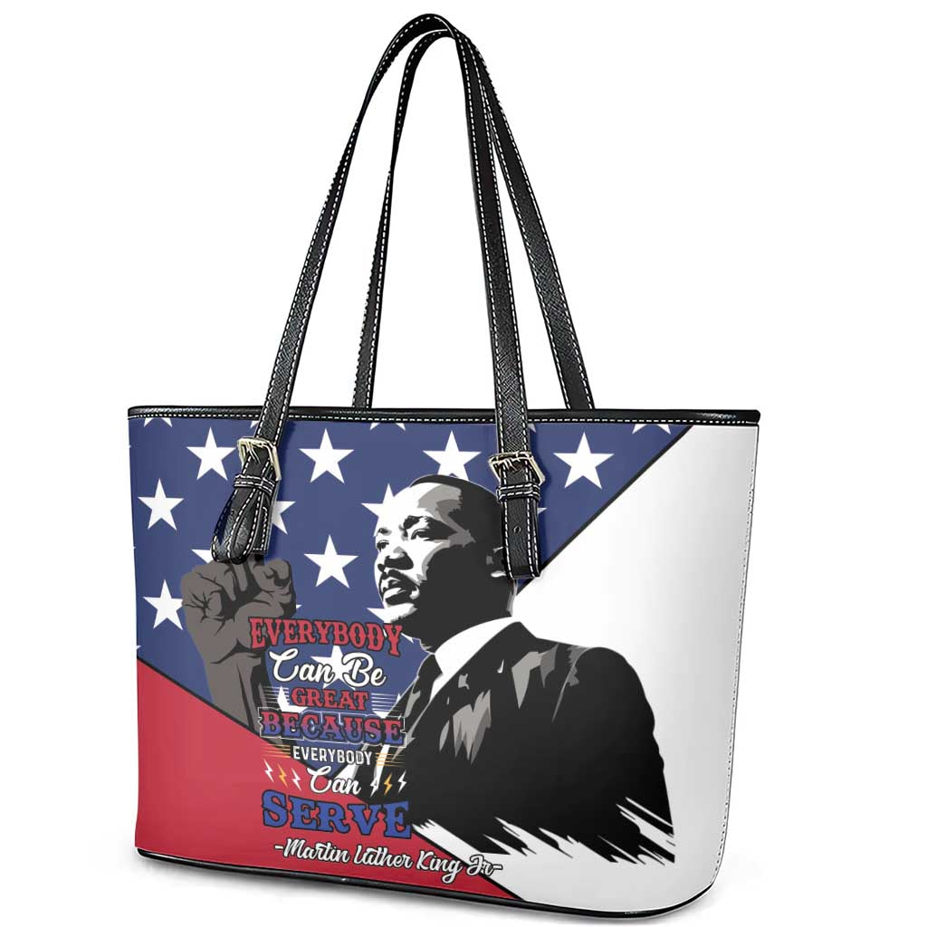Black Americans Happy MLK Day Leather Tote Bag Everybody Can Be Great Because Everybody Can Serve