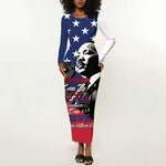 Black Americans Happy MLK Day Long Sleeve Bodycon Dress Everybody Can Be Great Because Everybody Can Serve LT15