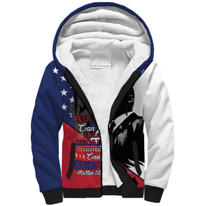 Black Americans Happy MLK Day Sherpa Hoodie Everybody Can Be Great Because Everybody Can Serve