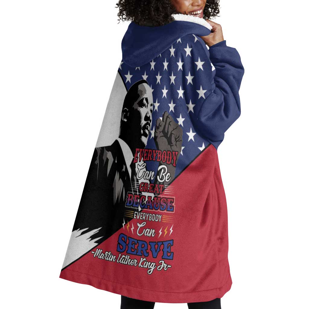 Black Americans Happy MLK Day Wearable Blanket Hoodie Everybody Can Be Great Because Everybody Can Serve