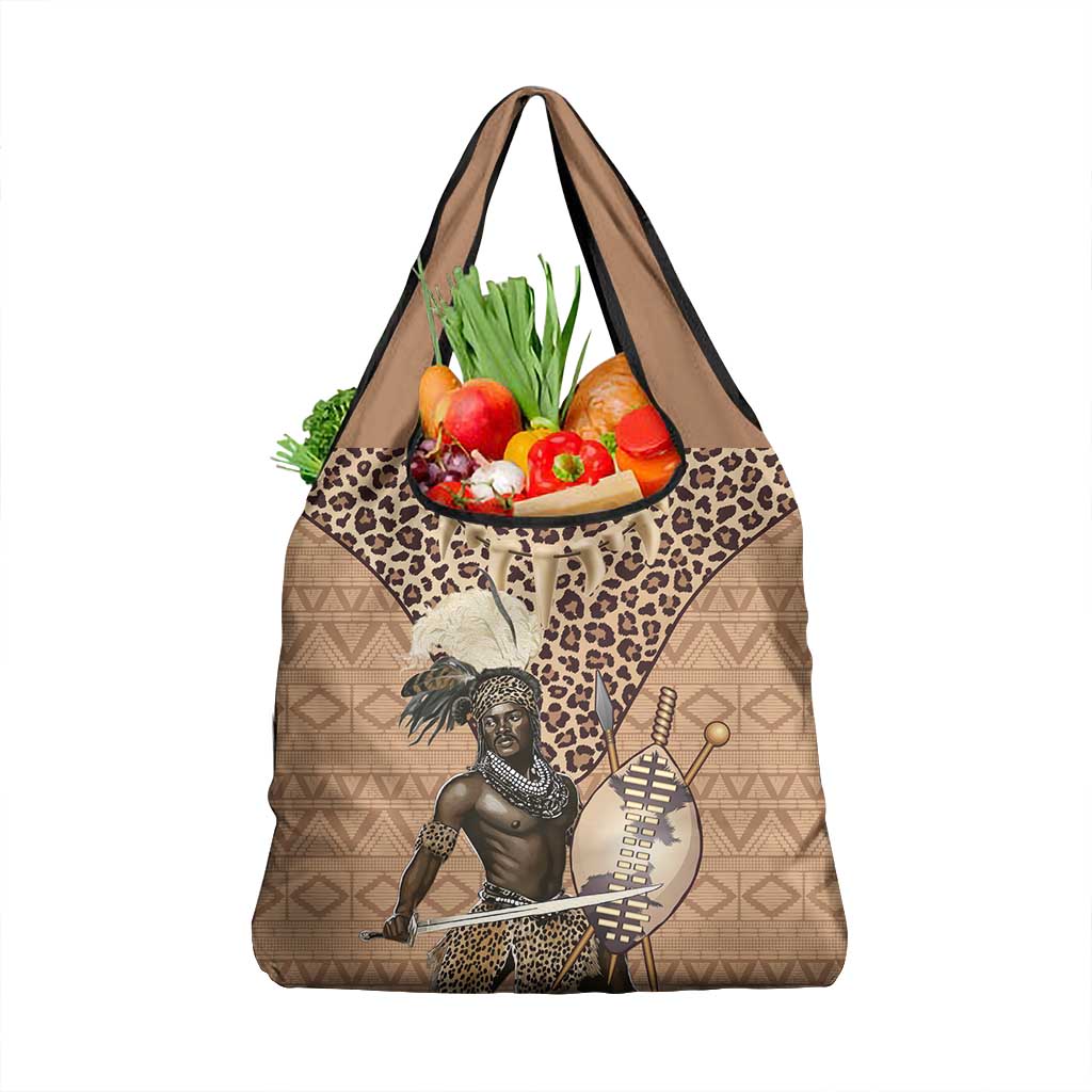 South Africa Zulu People Grocery Bag Zulu Warrior - African Pattern
