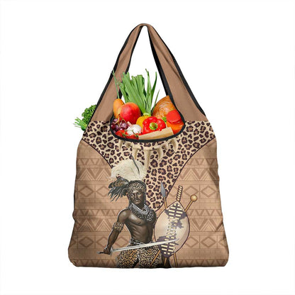 South Africa Zulu People Grocery Bag Zulu Warrior - African Pattern