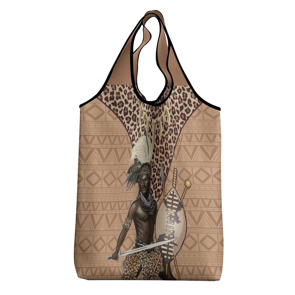 South Africa Zulu People Grocery Bag Zulu Warrior - African Pattern