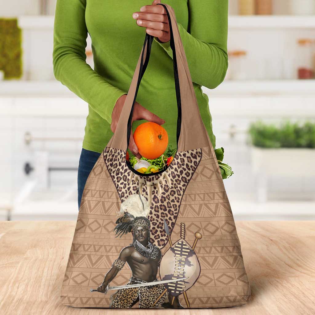 South Africa Zulu People Grocery Bag Zulu Warrior - African Pattern