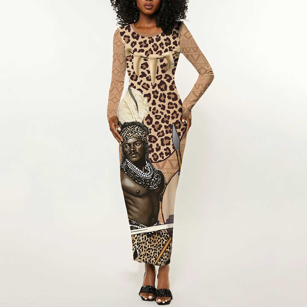 South Africa Zulu People Long Sleeve Bodycon Dress Zulu Warrior - African Pattern LT15