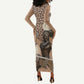 South Africa Zulu People Long Sleeve Bodycon Dress Zulu Warrior - African Pattern LT15