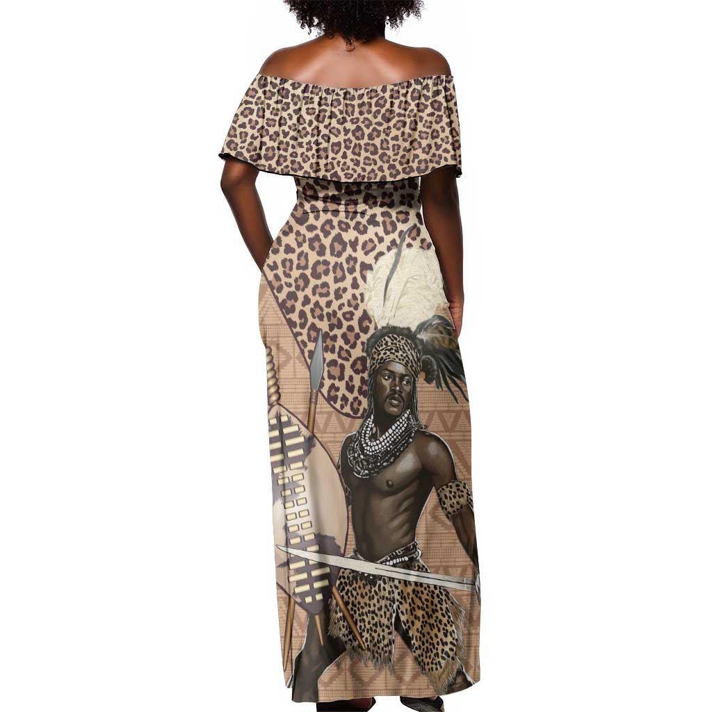 South Africa Zulu People Off Shoulder Maxi Dress Zulu Warrior - African Pattern